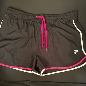 Fila Women's Black and Pink Athletic Shorts